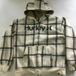 #13 Hurley mens Cream & Black Long Sleeve Full Zip Printed Comfort Hoodie